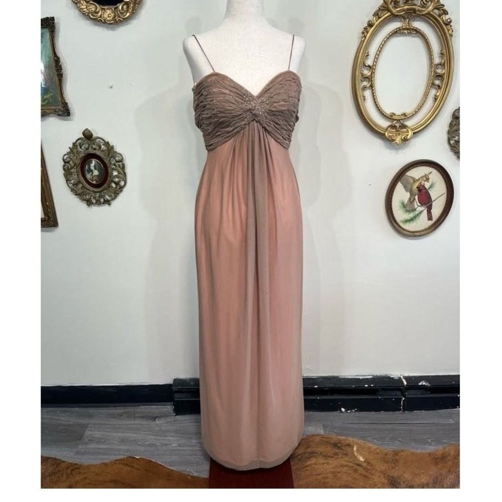 JS Boutique Vintage Ruched Mesh Beaded Gown Size 4